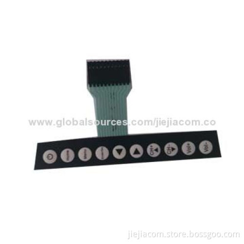 Membrane switch, made of 0.188mm LED, flexible circuit with adhesive, embossed overlay
